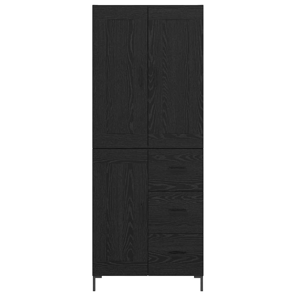 Highboard met lade Zwart Eiken 69,5 x 34 x 180 cm Bewerkt hout