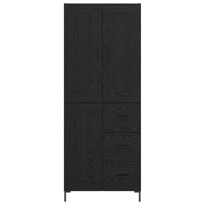 Highboard met lade Zwart Eiken 69,5 x 34 x 180 cm Bewerkt hout