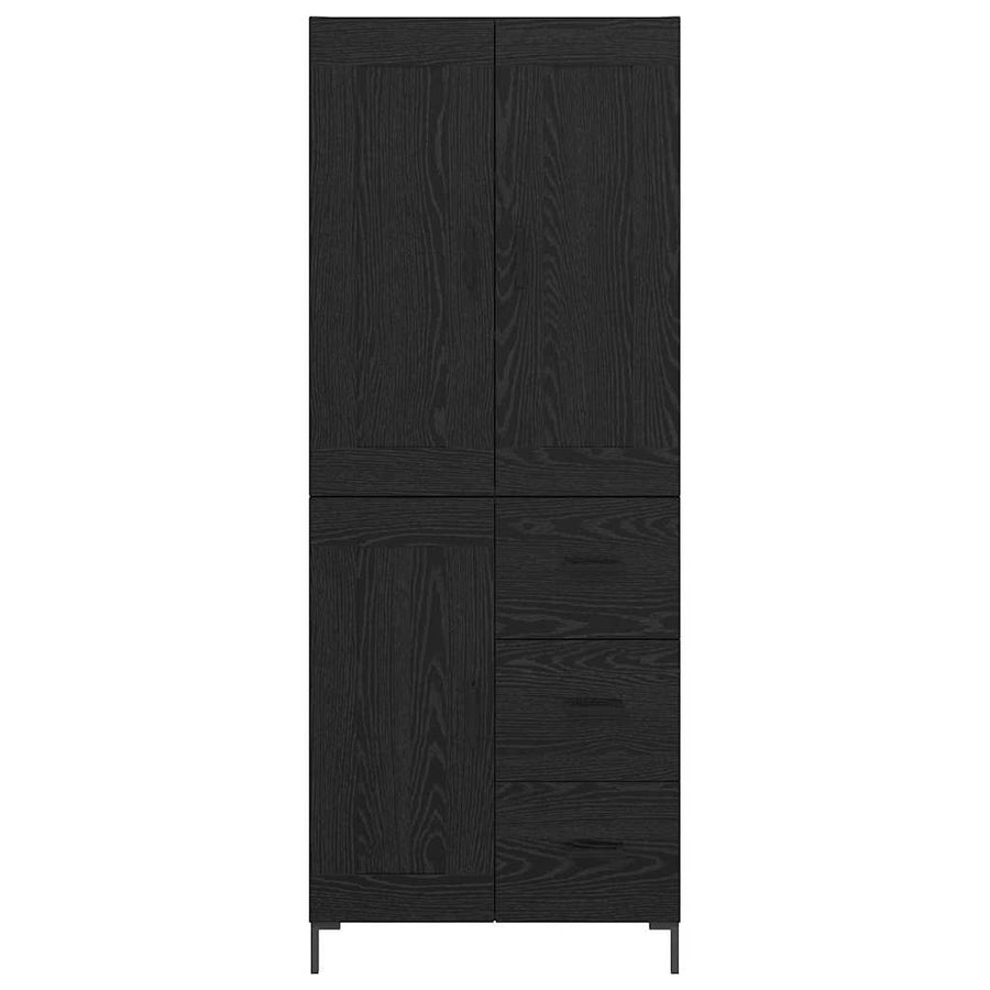 Highboard met lade Zwart Eiken 69,5 x 34 x 180 cm Bewerkt hout
