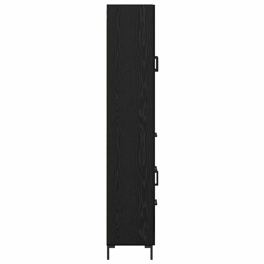 Highboard met lade Zwart Eiken 69,5 x 34 x 180 cm Bewerkt hout
