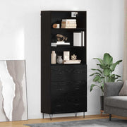 Highboard 69.5x34x180 cm zwart eiken bewerkt hout