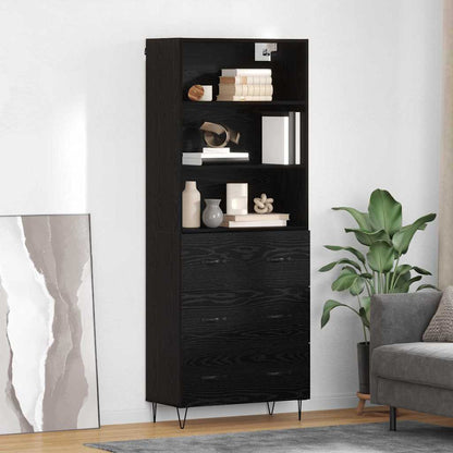 Highboard Wandgemonteerd 2 pcs Zwart Eiken Bewerkt hout