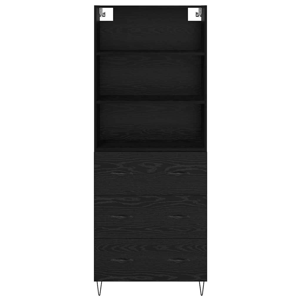 Highboard Wandgemonteerd 2 pcs Zwart Eiken Bewerkt hout