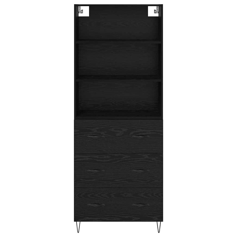 Highboard Wandgemonteerd 2 pcs Zwart Eiken Bewerkt hout