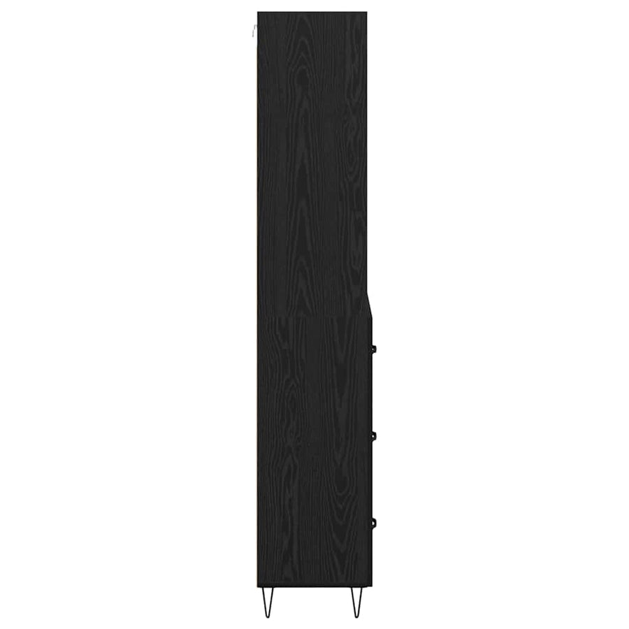 Highboard Wandgemonteerd 2 pcs Zwart Eiken Bewerkt hout