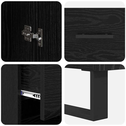 Highboard met lade Zwart Eiken 34,5 x 34 x 180 cm Bewerkt hout