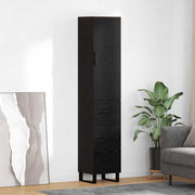 Highboard 34,5x34x180 cm zwart eiken bewerkt hout