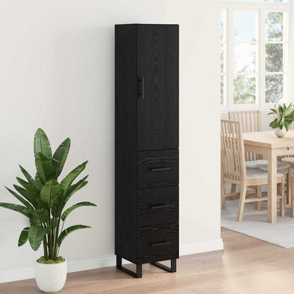 Highboard met lade Zwart Eiken 34,5 x 34 x 180 cm Bewerkt hout