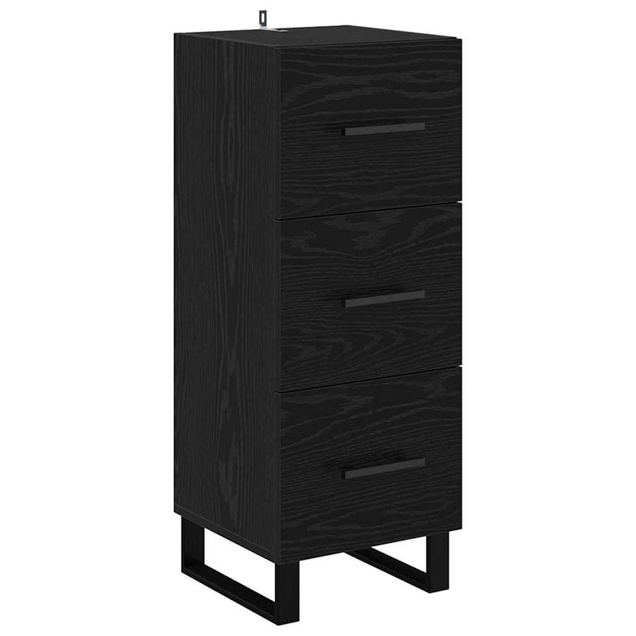 Highboard met lade Zwart Eiken 34,5 x 34 x 180 cm Bewerkt hout