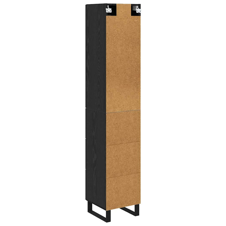 Highboard met lade Zwart Eiken 34,5 x 34 x 180 cm Bewerkt hout