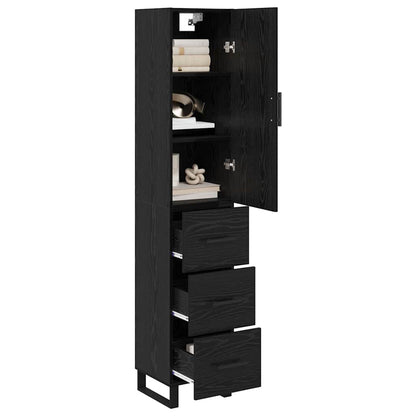 Highboard met lade Zwart Eiken 34,5 x 34 x 180 cm Bewerkt hout