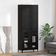 Highboard 69,5x34x180 cm zwart eiken bewerkt hout