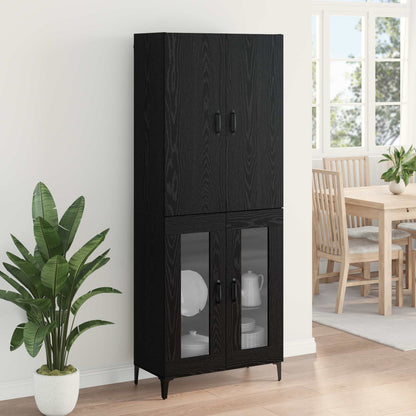 Highboard Zwart Eiken 69,5 x 34 x 180 cm Bewerkt hout