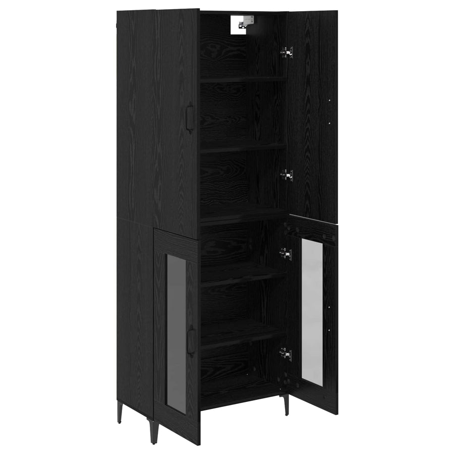 Highboard Zwart Eiken 69,5 x 34 x 180 cm Bewerkt hout