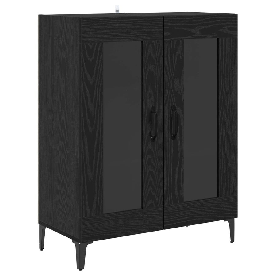Highboard Zwart Eiken 69,5 x 34 x 180 cm Bewerkt hout