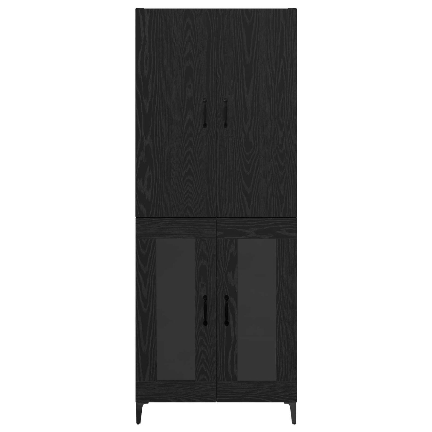 Highboard Zwart Eiken 69,5 x 34 x 180 cm Bewerkt hout