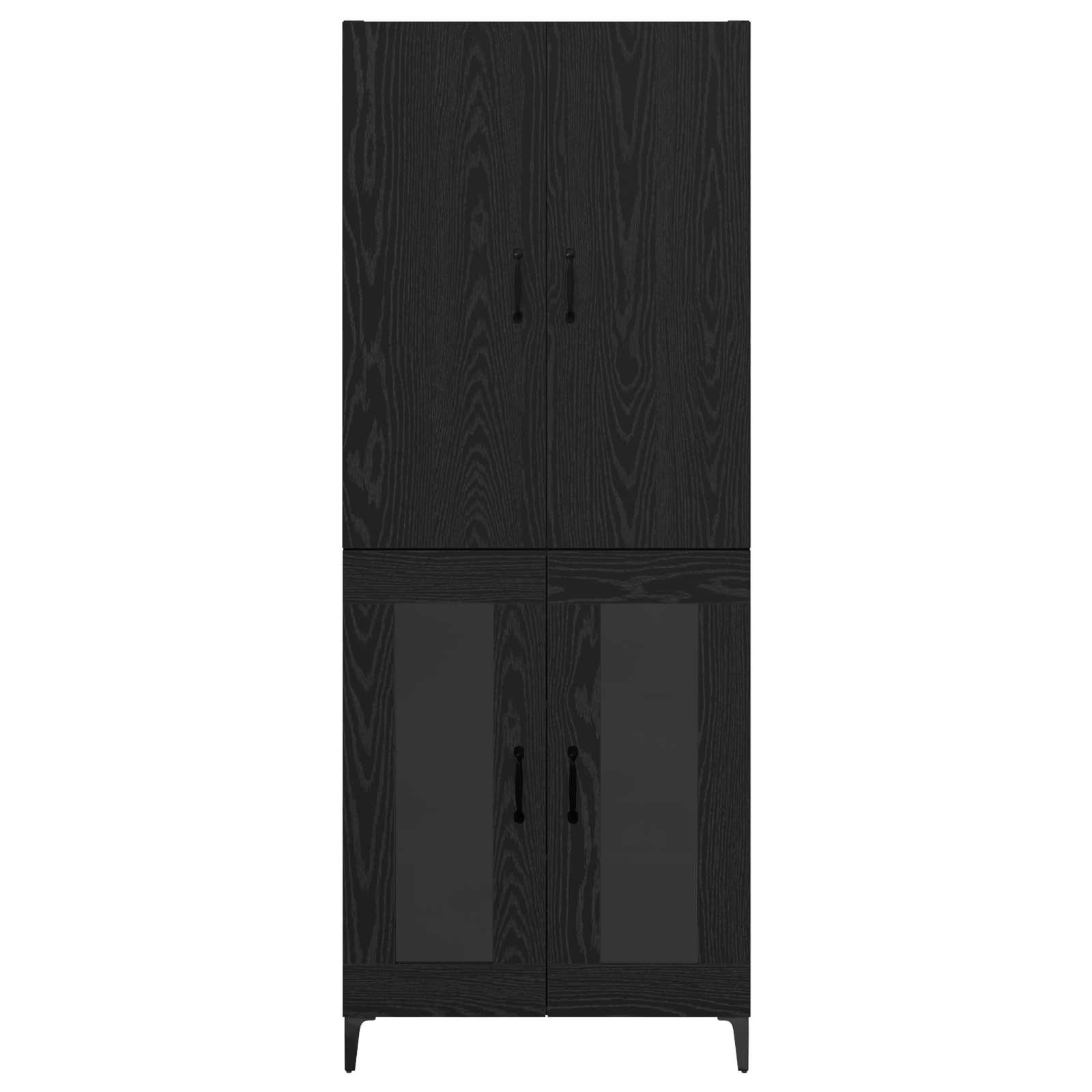 Highboard Zwart Eiken 69,5 x 34 x 180 cm Bewerkt hout