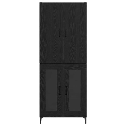 Highboard Zwart Eiken 69,5 x 34 x 180 cm Bewerkt hout