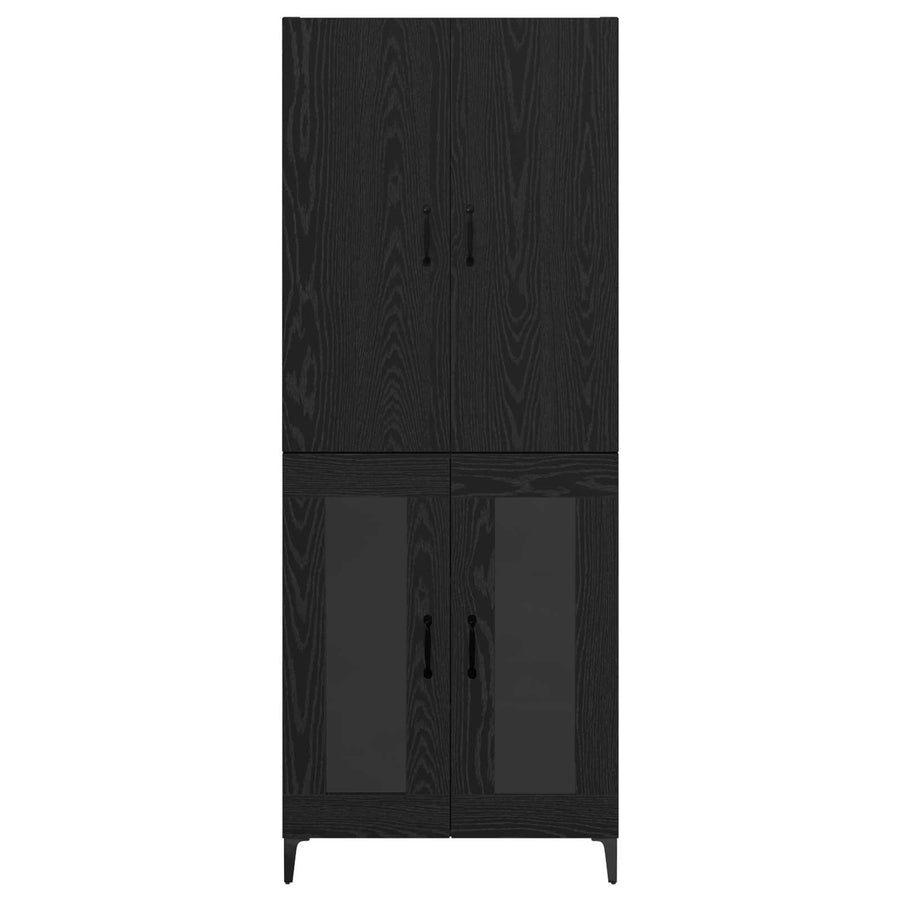 Highboard Zwart Eiken 69,5 x 34 x 180 cm Bewerkt hout