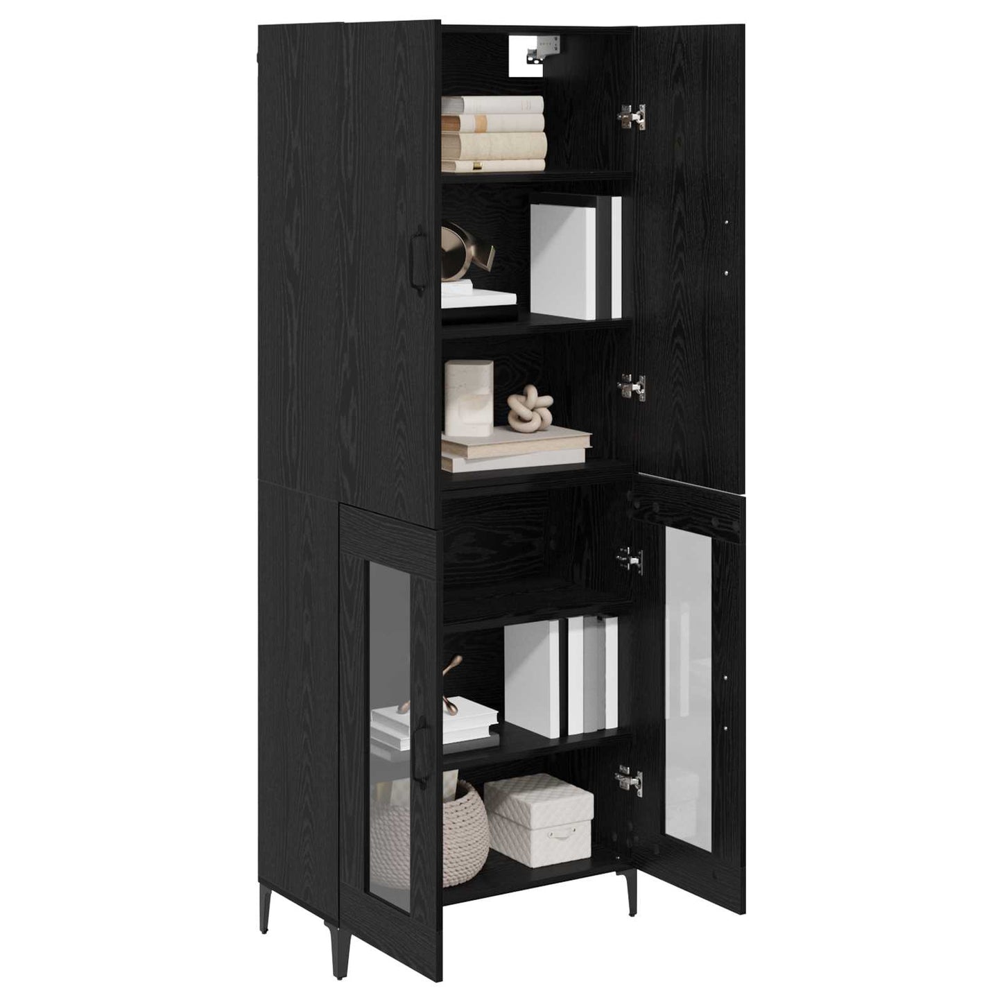 Highboard Zwart Eiken 69,5 x 34 x 180 cm Bewerkt hout