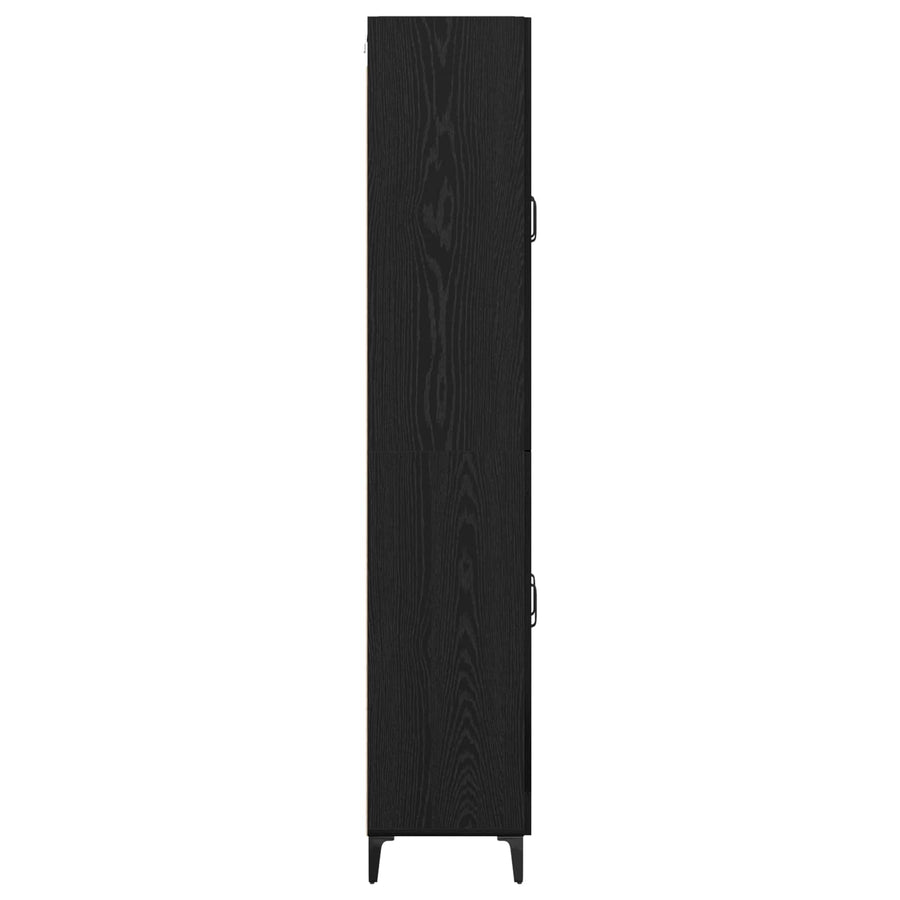 Highboard Zwart Eiken 69,5 x 34 x 180 cm Bewerkt hout