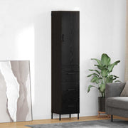 Highboard met lade zwart eiken 34,5x34x180 cm