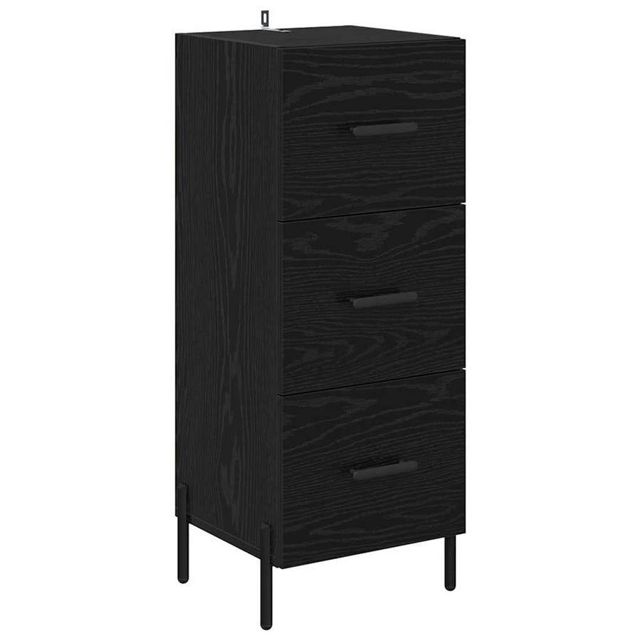 Highboard met lade Zwart Eiken 34,5 x 34 x 180 cm Bewerkt hout