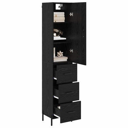 Highboard met lade Zwart Eiken 34,5 x 34 x 180 cm Bewerkt hout