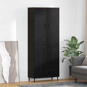 Hoge kast met lade 69,5x34x180 cm zwart eiken