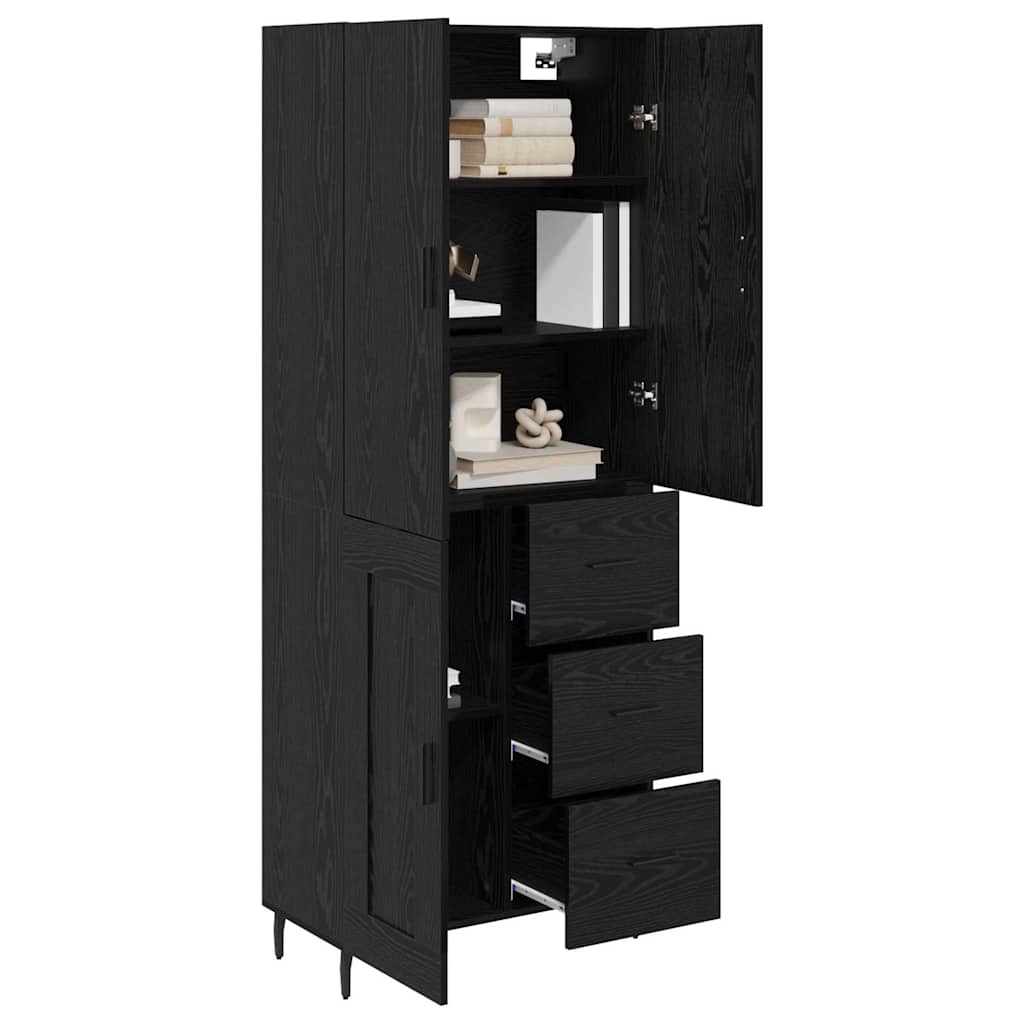 Highboard 2 pcs Zwart eiken 69,5 x 34 x 180 cm Bewerkt hout