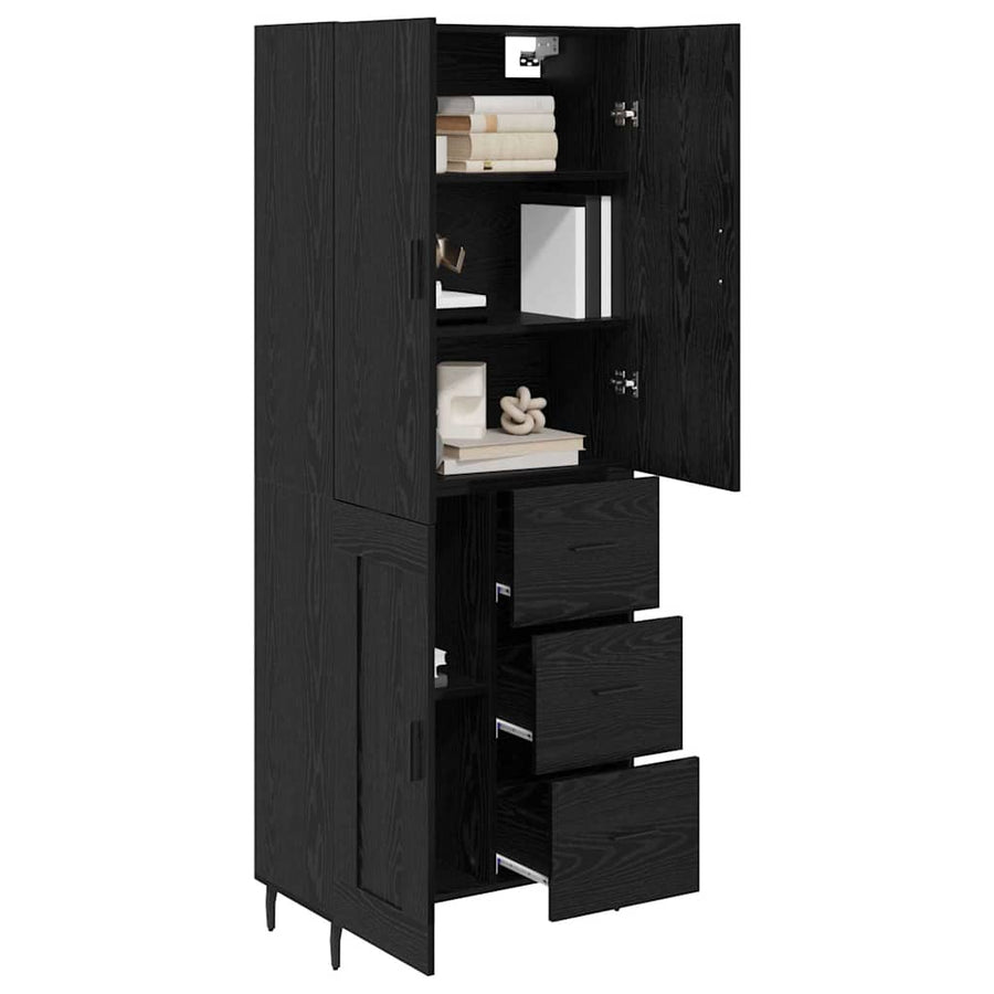 Highboard 2 pcs Zwart eiken 69,5 x 34 x 180 cm Bewerkt hout