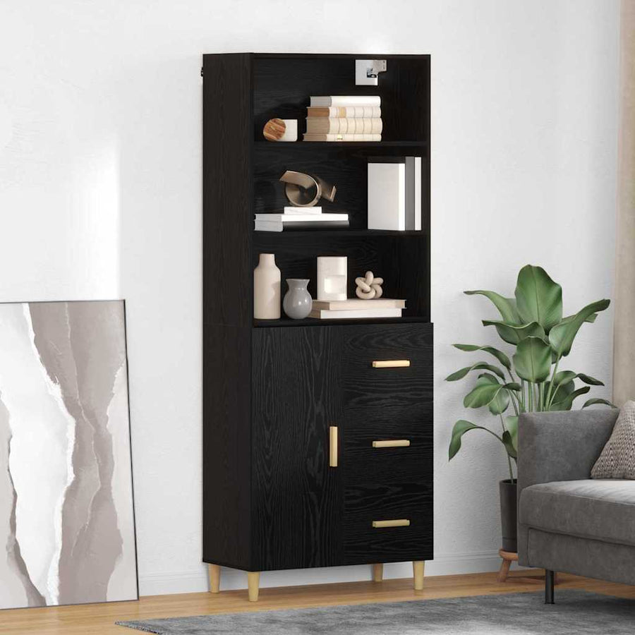 Highboard 2 pcs Zwart Eiken 69,5 x 34 x 180 cm Bewerkt hout