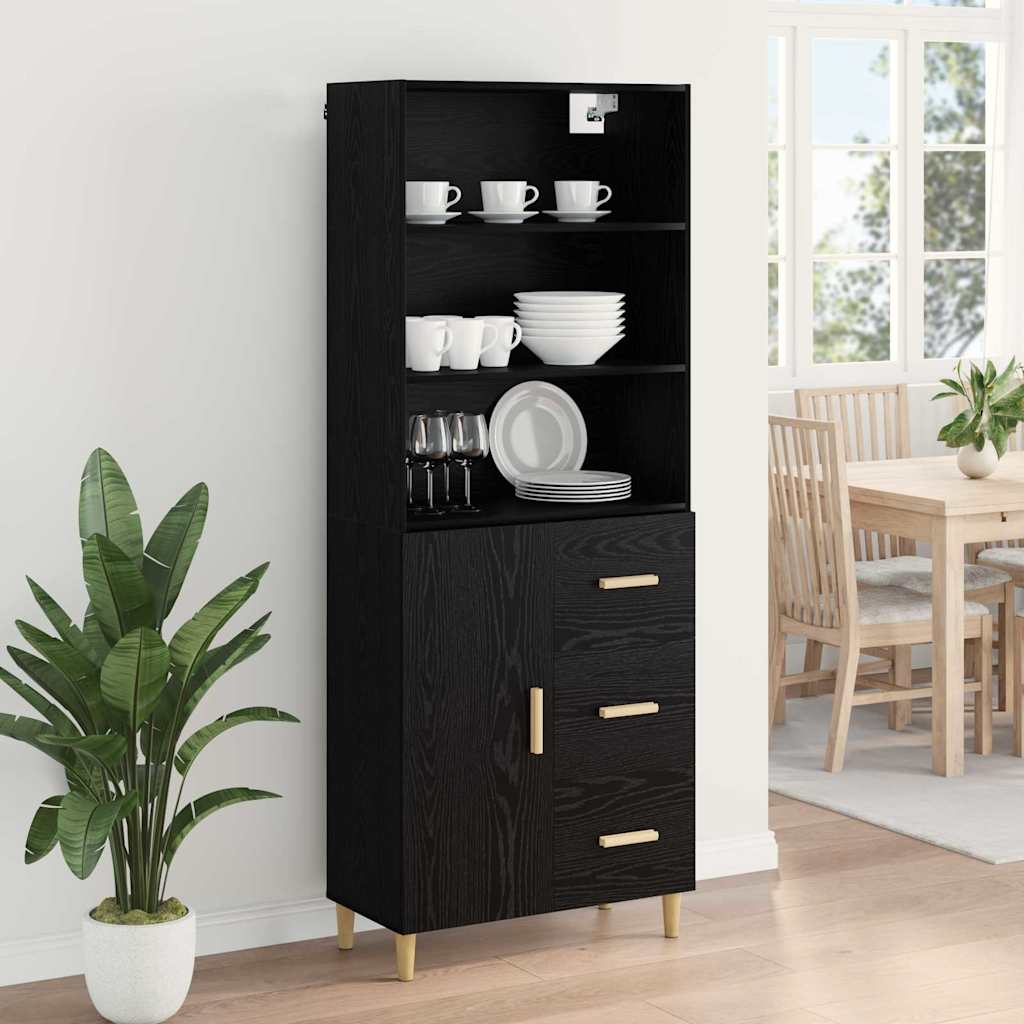 Highboard 2 pcs Zwart Eiken 69,5 x 34 x 180 cm Bewerkt hout