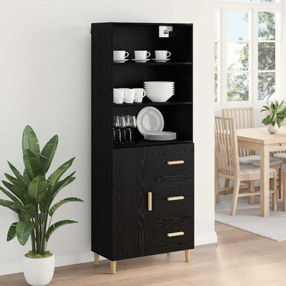 Highboard 2 pcs Zwart Eiken 69,5 x 34 x 180 cm Bewerkt hout