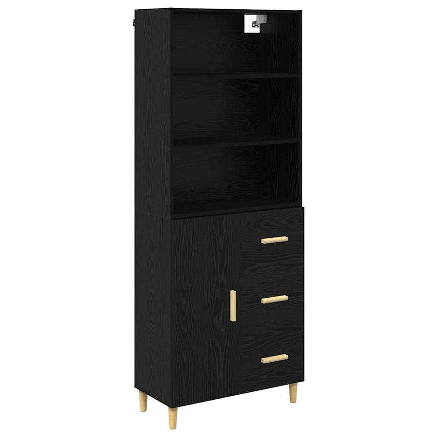 Highboard 2 pcs Zwart Eiken 69,5 x 34 x 180 cm Bewerkt hout