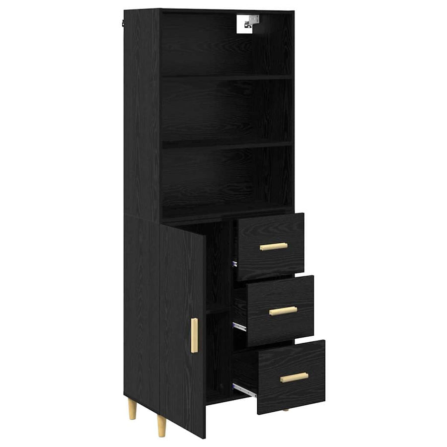 Highboard 2 pcs Zwart Eiken 69,5 x 34 x 180 cm Bewerkt hout