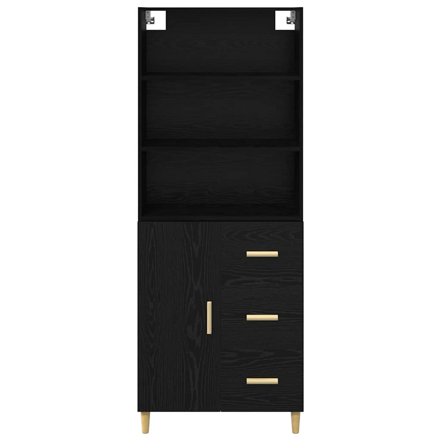 Highboard 2 pcs Zwart Eiken 69,5 x 34 x 180 cm Bewerkt hout