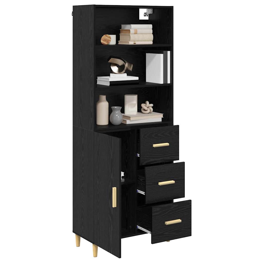 Highboard 2 pcs Zwart Eiken 69,5 x 34 x 180 cm Bewerkt hout