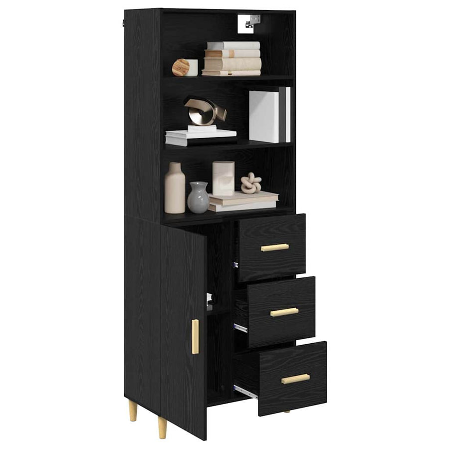 Highboard 2 pcs Zwart Eiken 69,5 x 34 x 180 cm Bewerkt hout