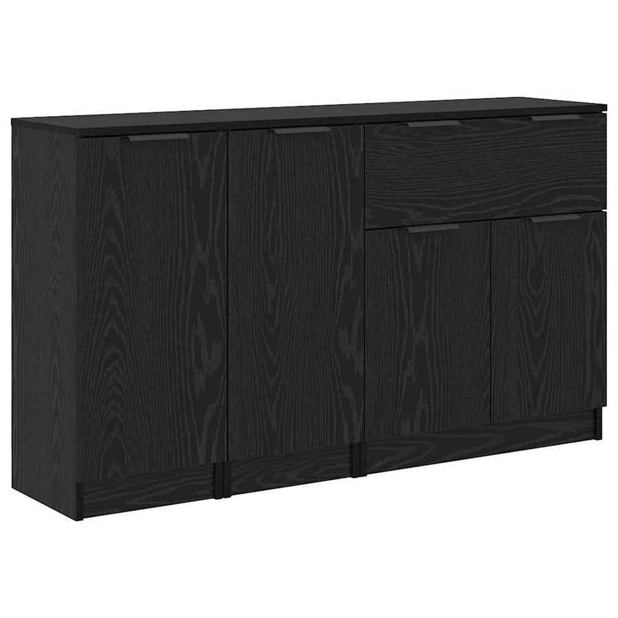 Dressoirs 3 pcs Zwart eiken 69,5 x 34 x 180 cm Bewerkt hout