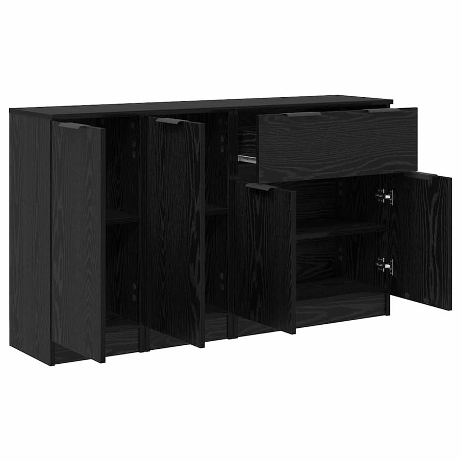 Dressoirs 3 pcs Zwart eiken 69,5 x 34 x 180 cm Bewerkt hout