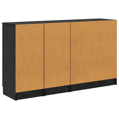 Dressoirs 3 pcs Zwart eiken 69,5 x 34 x 180 cm Bewerkt hout
