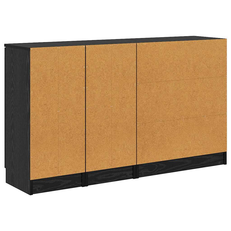 Dressoirs 3 pcs Zwart eiken 69,5 x 34 x 180 cm Bewerkt hout