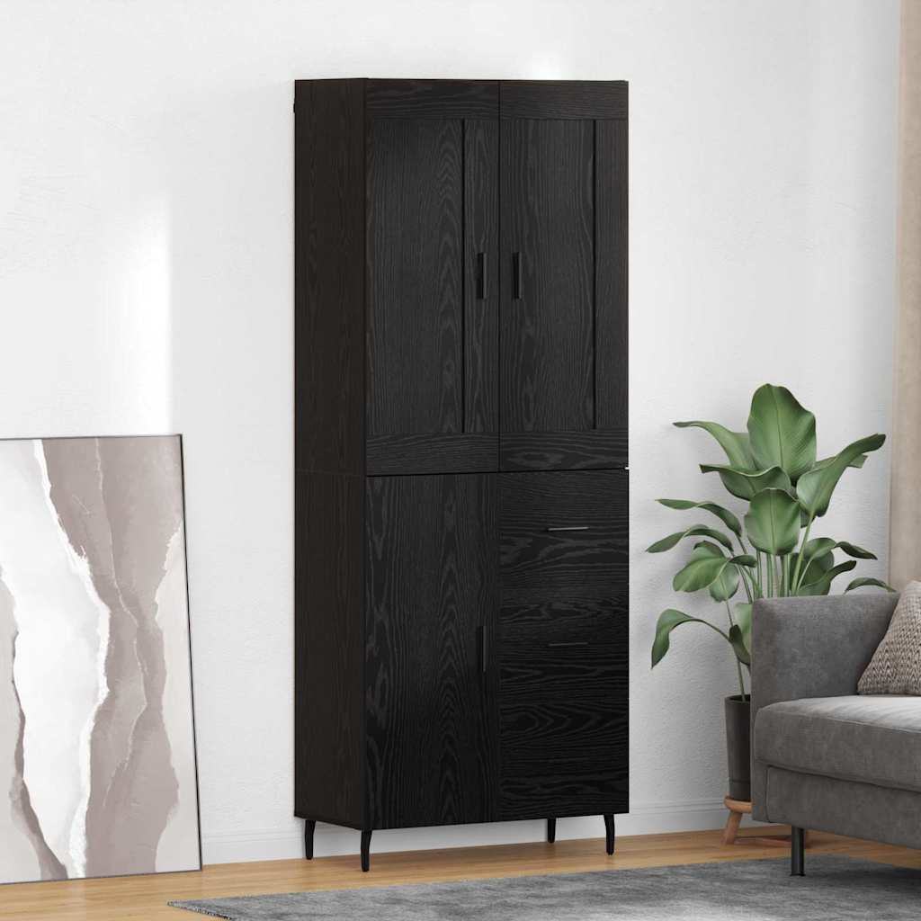 Highboard 2 pcs Zwart Eiken 69,5 x 34 x 180 cm Bewerkt hout