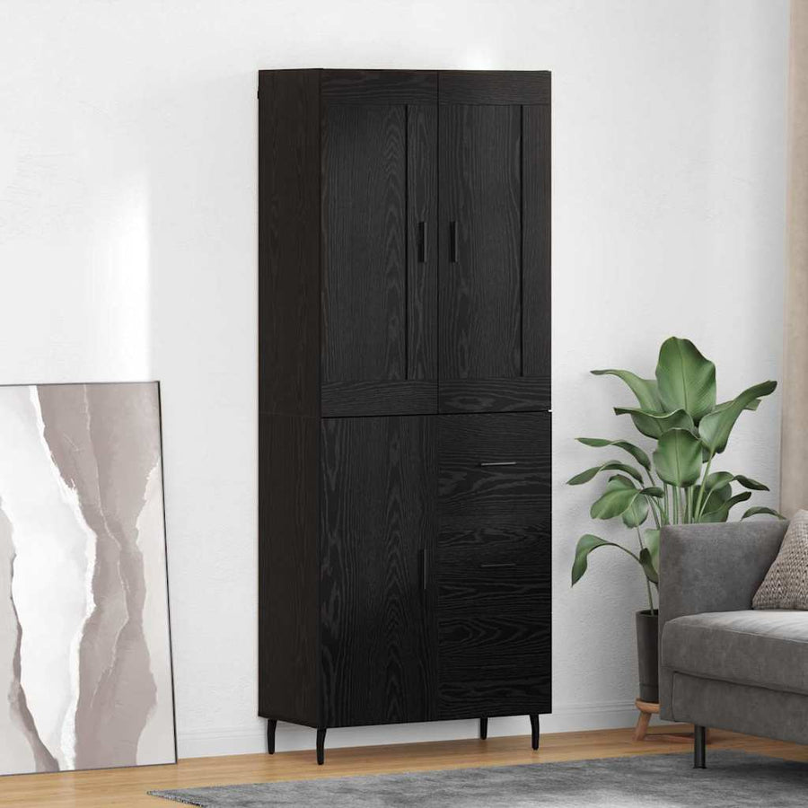 Highboard 2 pcs Zwart Eiken 69,5 x 34 x 180 cm Bewerkt hout