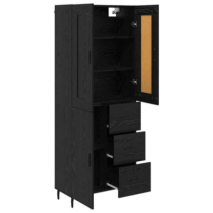 Highboard 2 pcs Zwart Eiken 69,5 x 34 x 180 cm Bewerkt hout