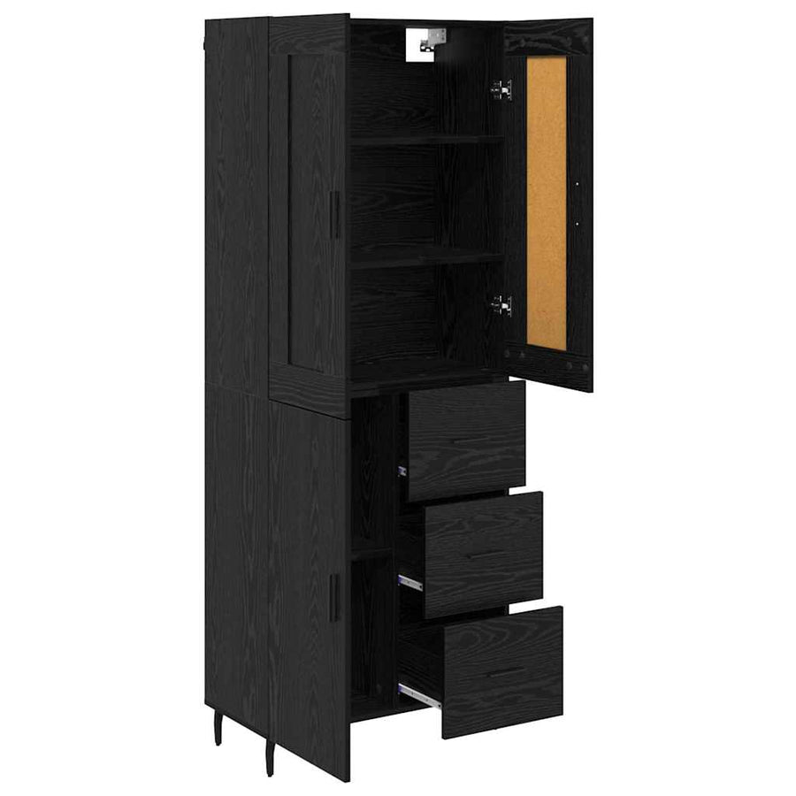 Highboard 2 pcs Zwart Eiken 69,5 x 34 x 180 cm Bewerkt hout