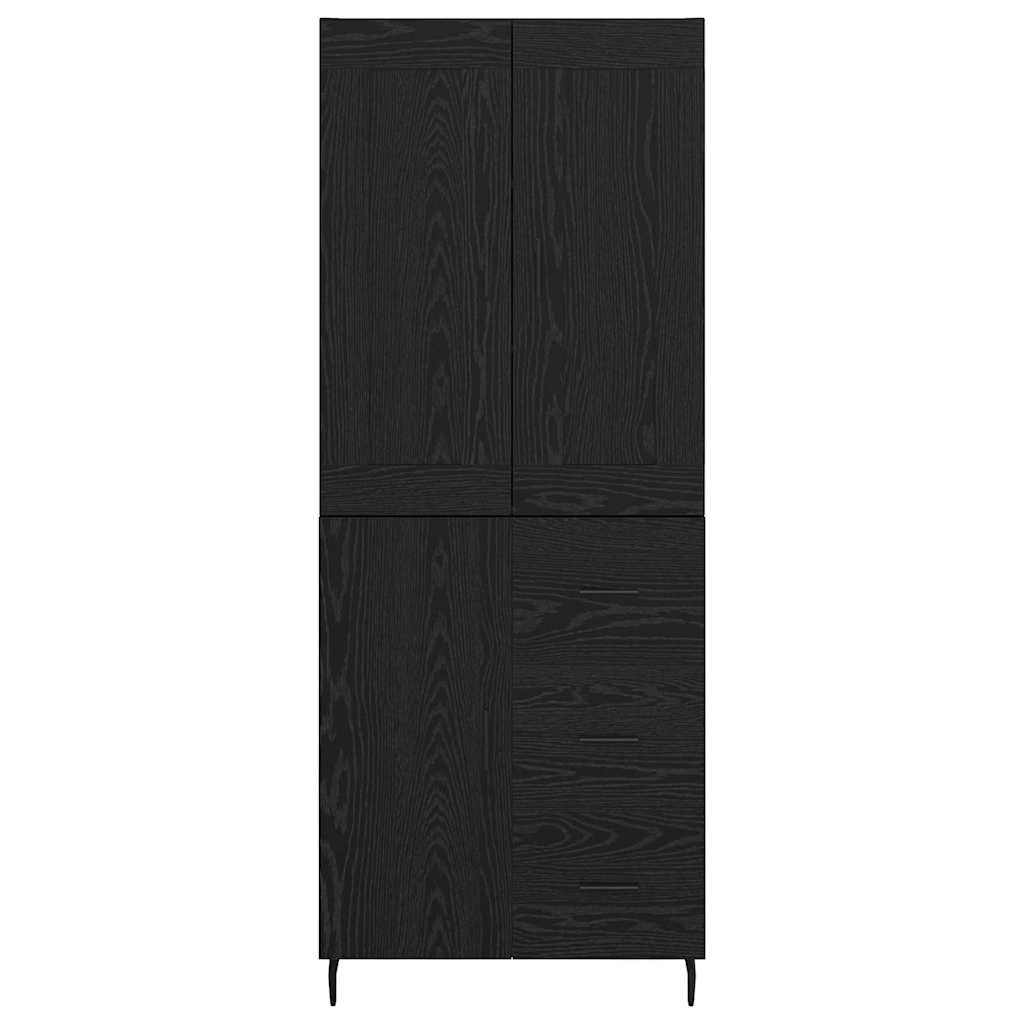 Highboard 2 pcs Zwart Eiken 69,5 x 34 x 180 cm Bewerkt hout