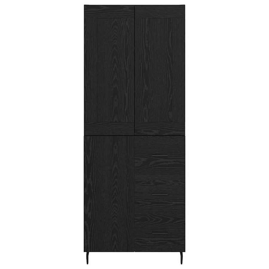 Highboard 2 pcs Zwart Eiken 69,5 x 34 x 180 cm Bewerkt hout