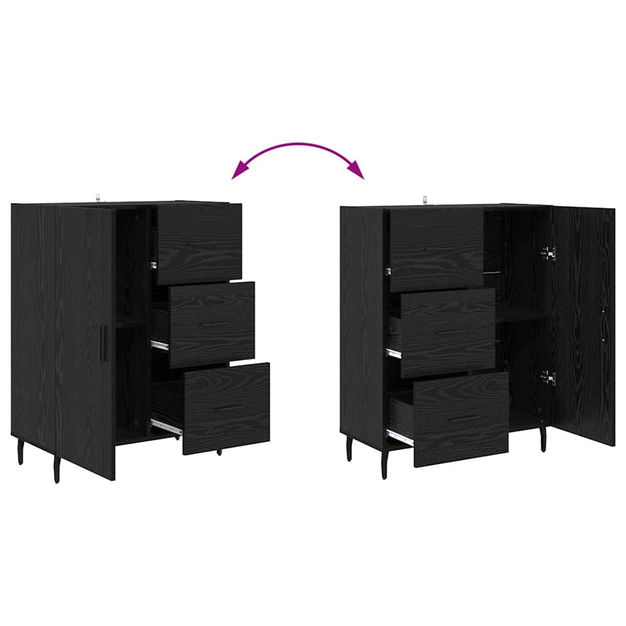 Highboard 2 pcs Zwart Eiken 69,5 x 34 x 180 cm Bewerkt hout